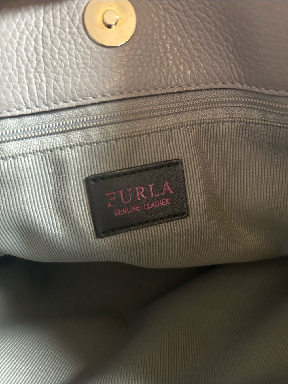 Furla Alba Medium gray pebbled Leather in light Onice gray tote - Picture 14 of 15